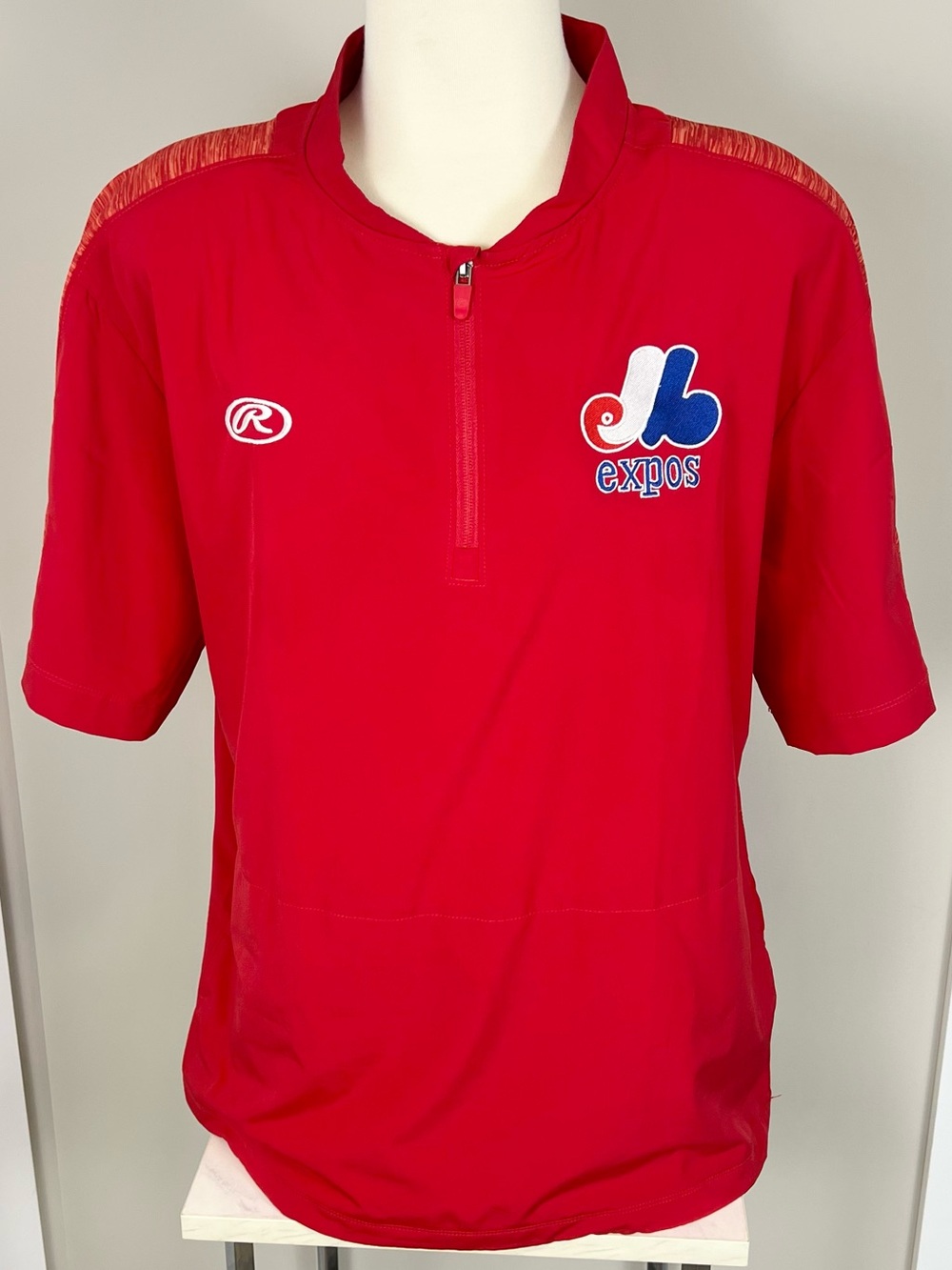 Vintage Rawlings Red MLB Short Sleeve Quarter Zip Expos Top